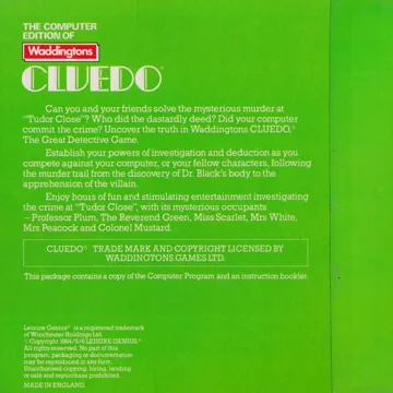 Cluedo (UK) (1986) box cover back